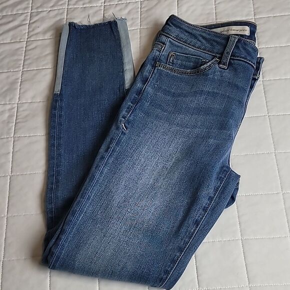Anthropologie Pilcro Letterpress Script Jeans 25 stretch denim color block - Picture 9 of 10